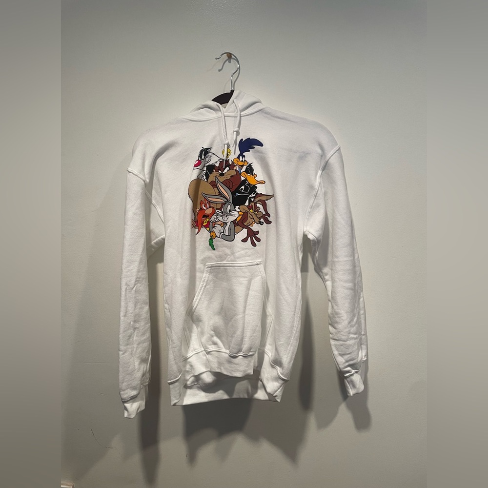 White hoodie with Looney Tunes design on front